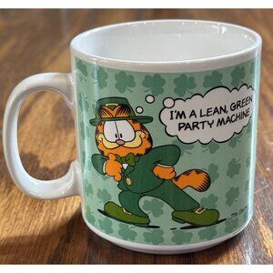 Garfield Coffee Mug Saint Patricks Garfield Enesco Cup 1978 Vintage Shamrock Cup